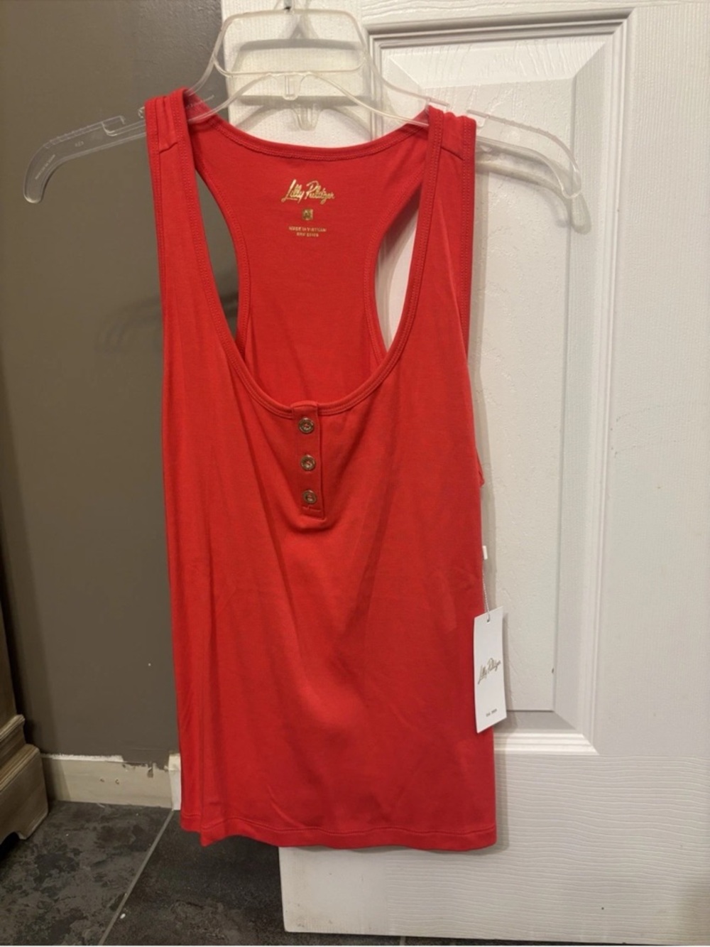 Lilly Pulitzer Coral Button-Front Racerback Tank